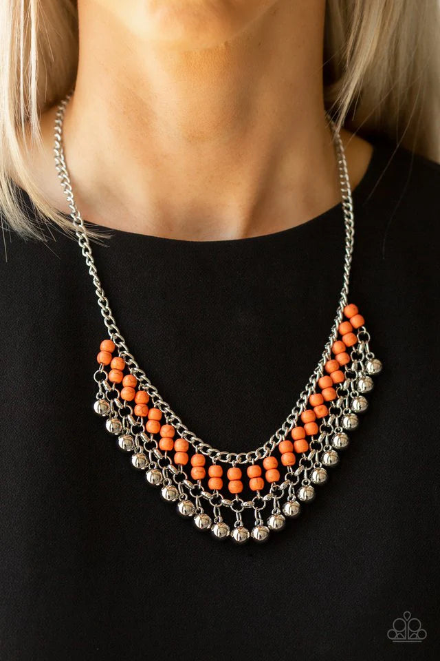 Beaded Bliss - Orange Necklace