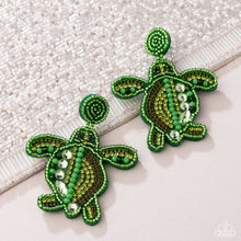 Load image into Gallery viewer, Turtle Tapestry - Green Post Earrings
