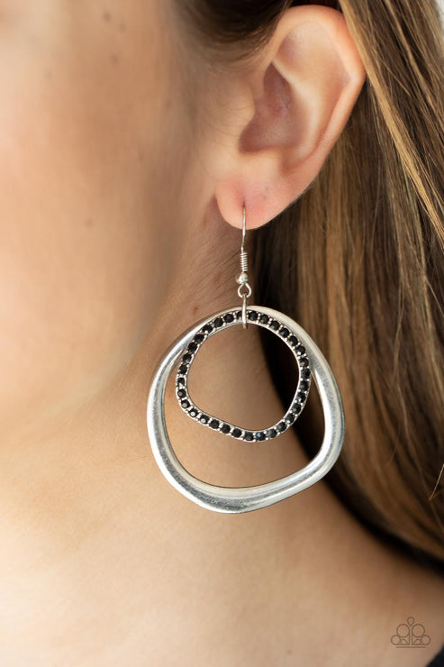 Spinning With Sass - Black Earrings