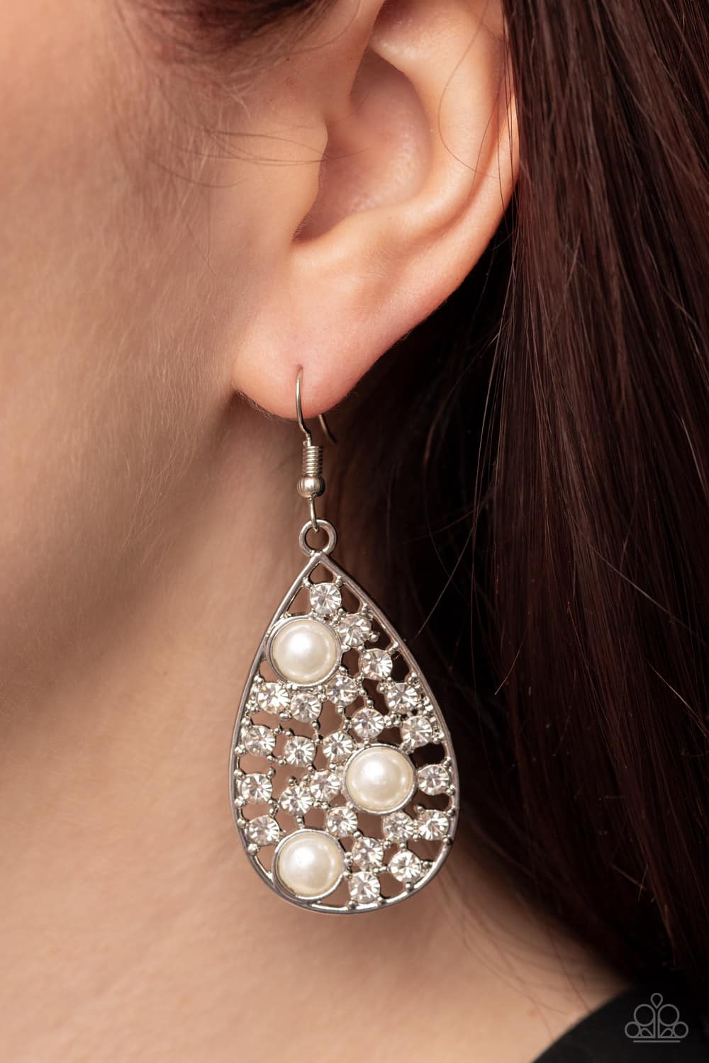 Bauble Burst - White Earrings